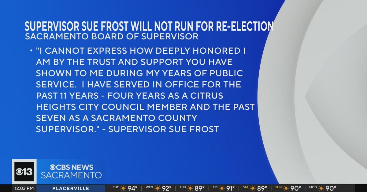 Sacramento County Supervisor Sue Frost announces she will not seek re-election
