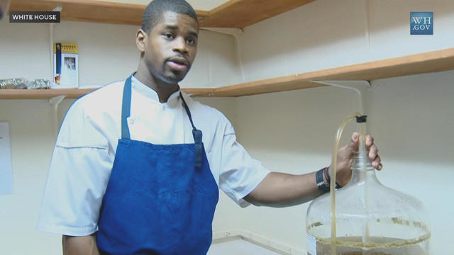 Chef Tafari Campbell in the White House kitchen in 2012 