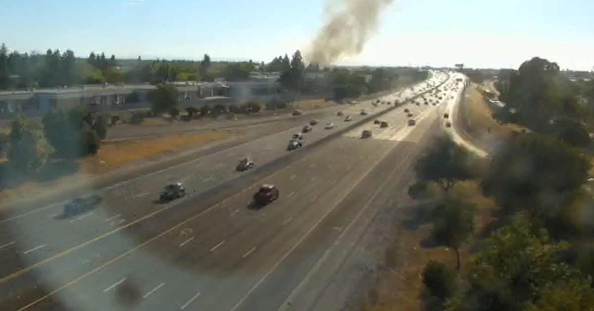 Fire burning in north Sacramento near Interstate 80