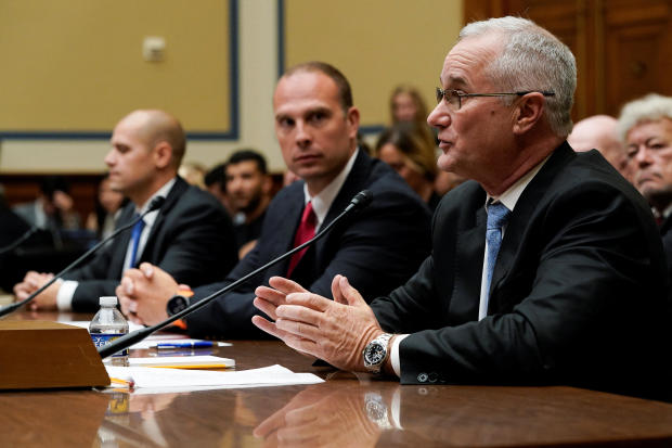 Retired Navy Commander David Fravor testifies during a congressional hearing on UFOs 