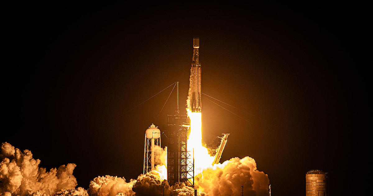 SpaceX Falcon Heavy rocket launches massive EchoStar internet satellite