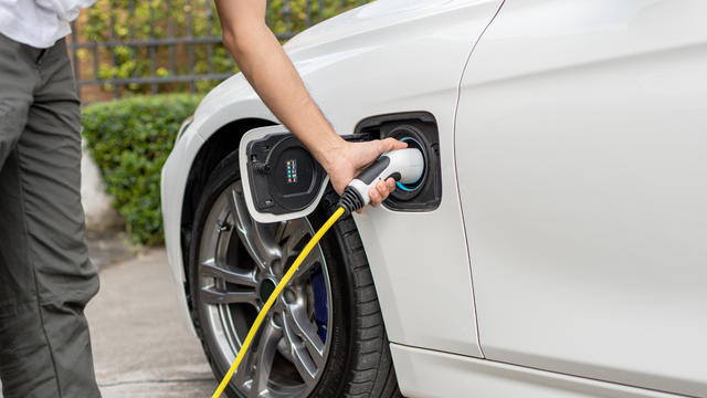 Electric vehicle during the charging process 