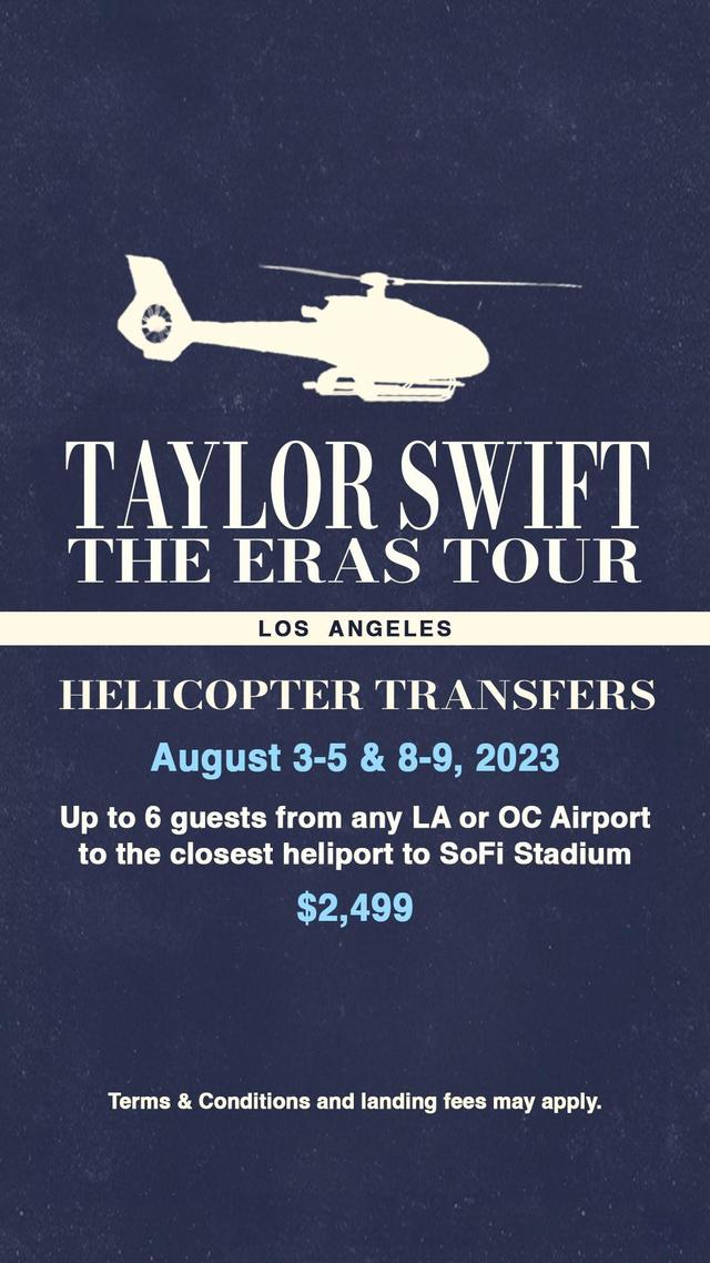 Got $2500? You can have a private helicopter fly you to Taylor Swift's  concert - CBS Los Angeles