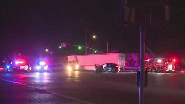 Crash between big rig and car in Elk Grove caused lanes to shut down 