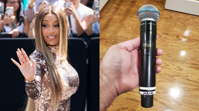 Cardi B, mic she allegedly used to throw at fan 