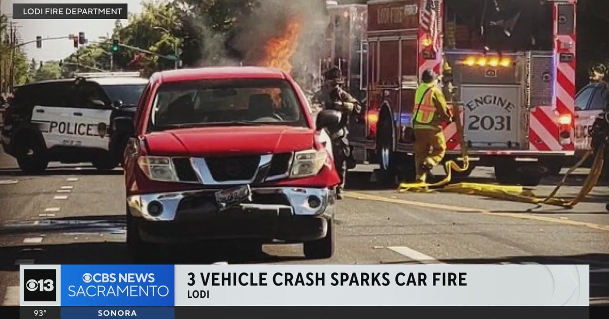Images show car fire after crash in Lodi CBS Sacramento