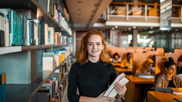 Young woman at a library 