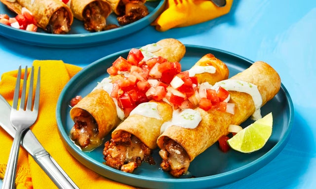 Southwest Pork Flautas with Zesty Crema & Pico de Gallo 
