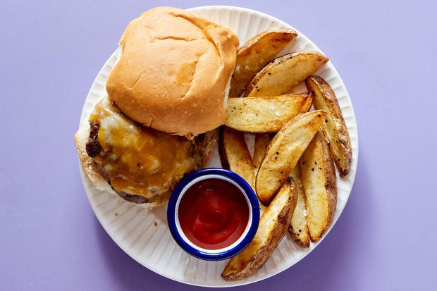 Cheeseburger with Salt & Vinegar Oven Fries