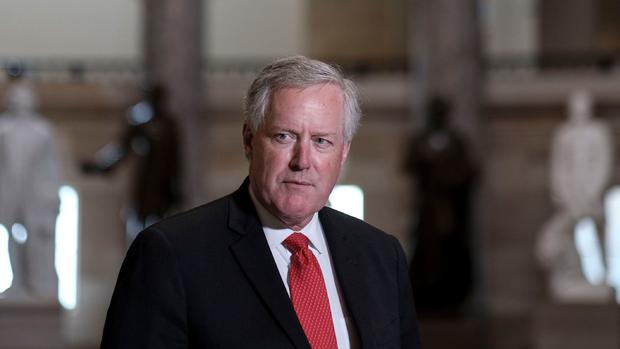 Then-White House chief of staff Mark Meadows speaks to the press in Statuary Hall at the Capitol on Aug. 22, 2020. 