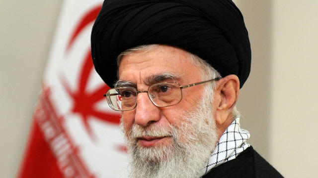 Iran's religious leader Ayatollah Ali Khamenei is seen in a meeting in Tehran on April 19, 2015. 