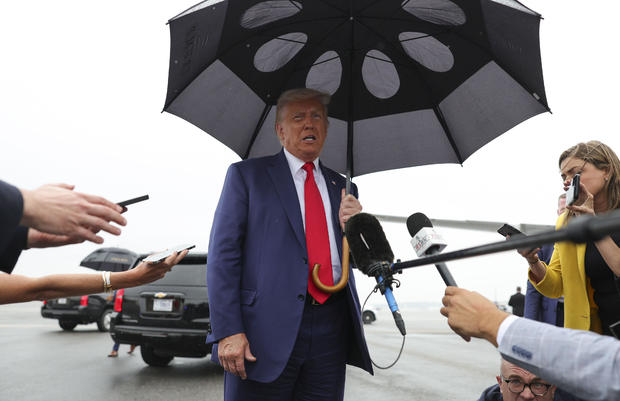 ARLINGTON, VA - AUGUST 3:  Former president Donald Trump arrive 