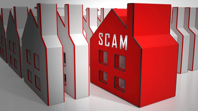 Property Scam Hoax Icon Depicting Mortgage Or Real Estate Fraud - 3d Illustration