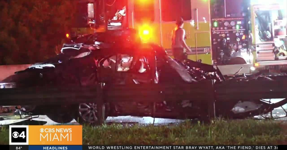 A person critically hurt right after car or truck drives off I-95 overpass at Golden Glades Interchange A person critically hurt right after car or truck drives off I-95 overpass at Golden Glades Interchange