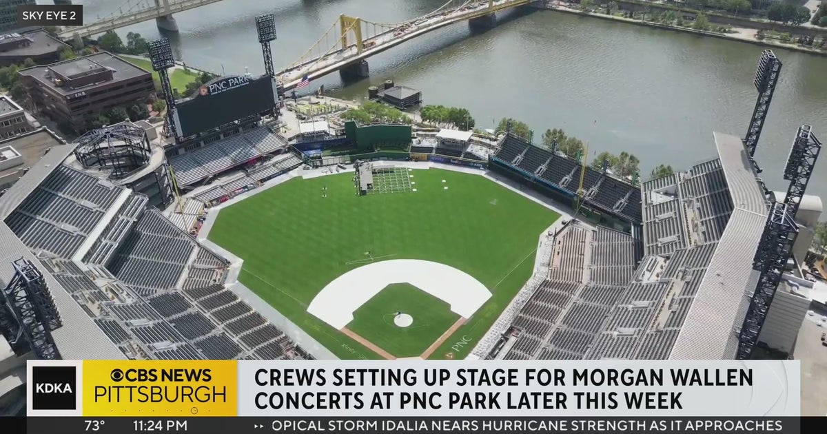 Crews setting up stage for Morgan Wallen concerts at PNC Park - CBS