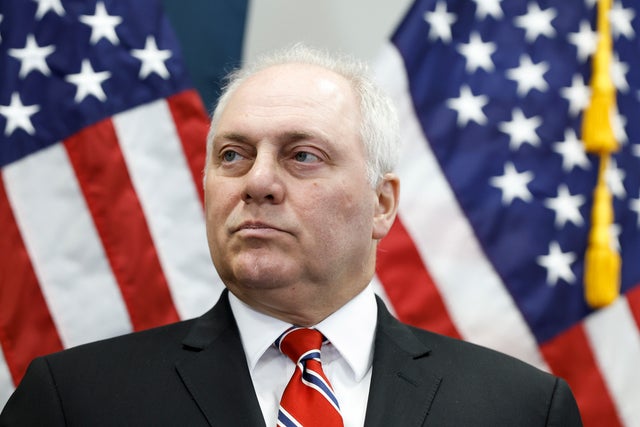 House Majority Leader Steve Scalise listens during a press conference at the Capitol on July 18, 2023. 