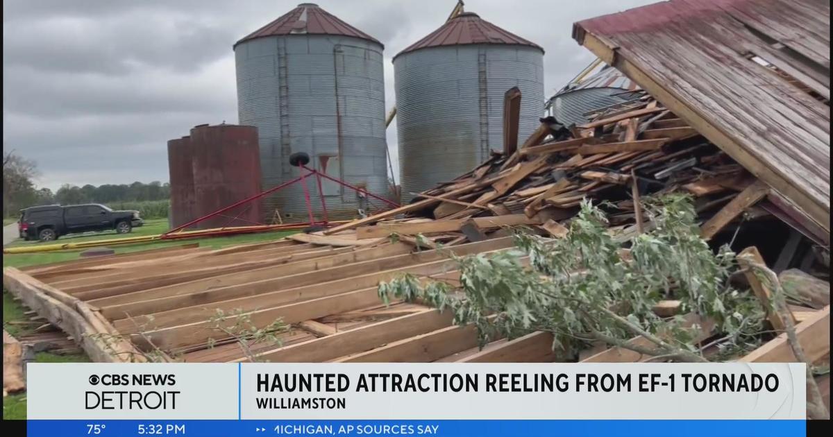 Tornado damages beloved corn maze, haunted trail in Williamston CBS