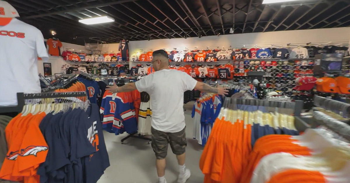Sports apparel store near Empower Field at Mile High ready for new Broncos  season but curious about future - CBS Colorado