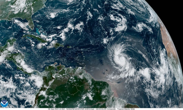 Tropical Storm Lee over the Atlantic on Sept. 6, 2023.