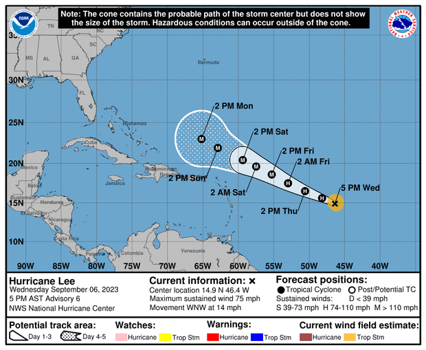 Hurricane Lee track map