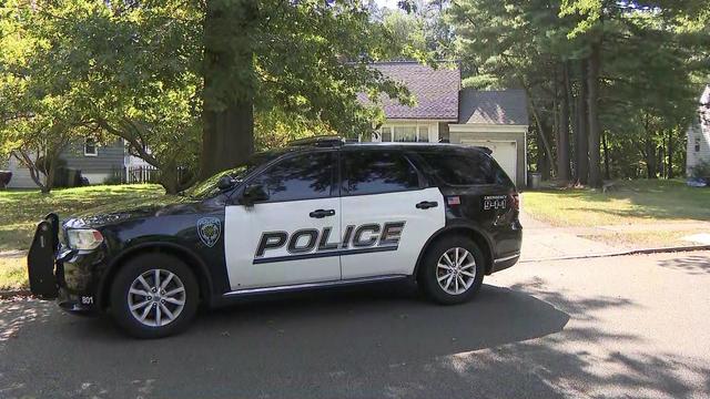 A police vehicle parked outside a home in Glen Rock. 