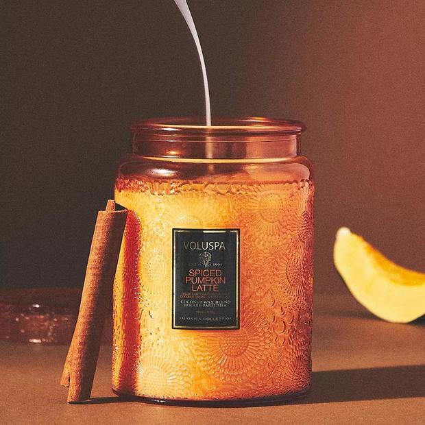 Voluspa Japonica Spiced Pumpkin Latte Glass Jar Candle 