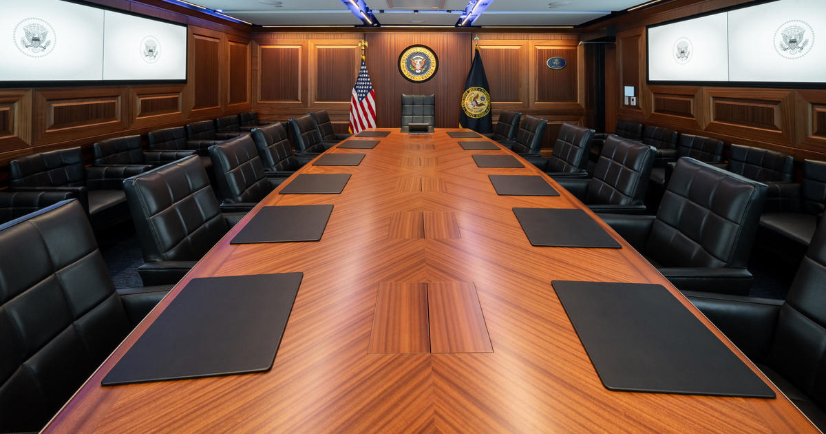 Ситуационната зала на Белия дом където президентът работи при големи