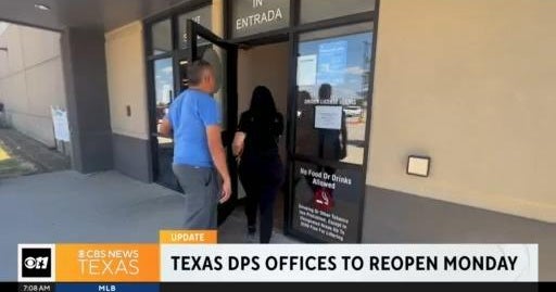 Texas DPS rebooking appointments as offices are set to reopen Monday