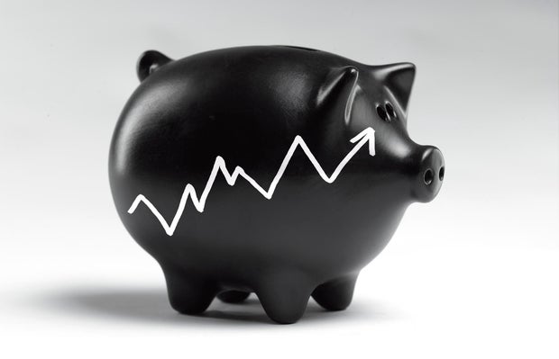 Piggy bank with graph going up