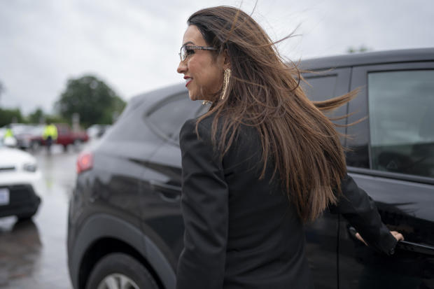 An Associated Press file photo shows Rep. Lauren Boebert getting into her car in Washington on June 21, 2023. 