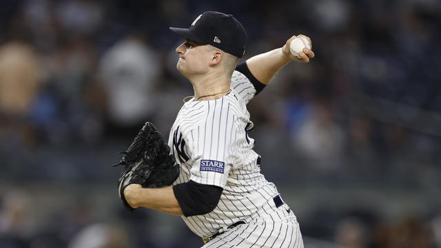 Clarke Schmidt #36 of the New York Yankees pitches during the first inning against the Toronto Blue Jays at Yankee Stadium on September 19, 2023 in the Bronx borough of New York City. 
