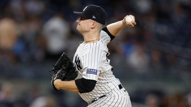 Clarke Schmidt #36 of the New York Yankees pitches during the first inning against the Toronto Blue Jays at Yankee Stadium on September 19, 2023 in the Bronx borough of New York City.