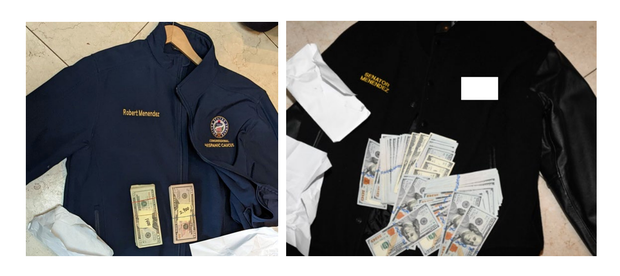 Photos of cash from the federal indictment of Sen. Bob Menendez.