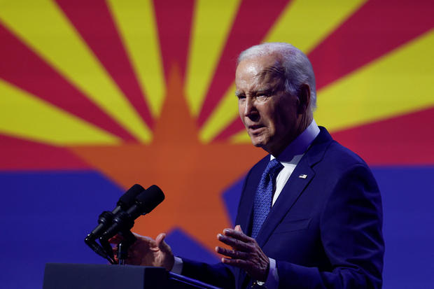 President Biden delivers remarks on democracy during an event honoring the legacy of the late Sen. John McCain at the Tempe Center for The Arts in Tempe, Arizona, on Sept. 28, 2023. 