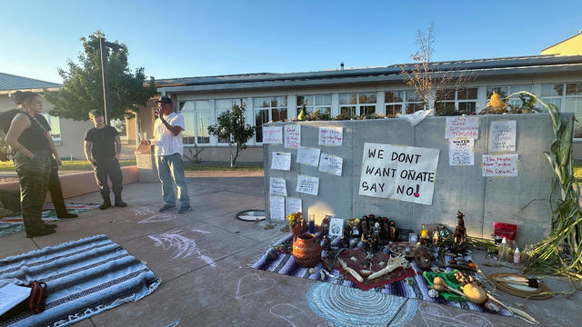 Demonstrators occupied the platform, at the Rio Arriba County Complex in Espanola, New Mexico 