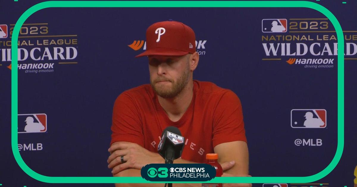 Rhys Hoskins throws out first pitch before Game 1 of Phillies-Marlins - CBS  Philadelphia