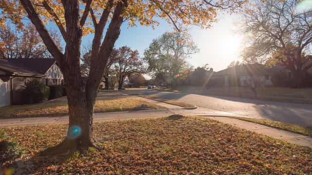 Colorful residential area in fall season near Dallas, Texas 