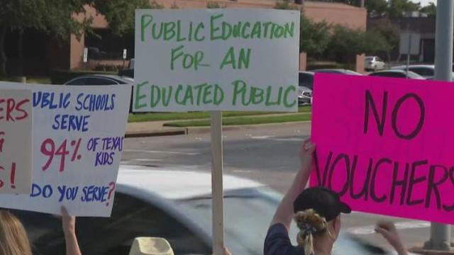 North Texans demonstrate against taxpayer funds for students to attend private schools 