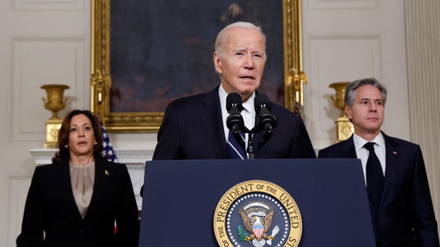 U.S. President Biden makes remarks on the situation in Israel following Hamas' deadly attacks, in Washington 