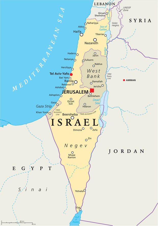 Israel Political Map 