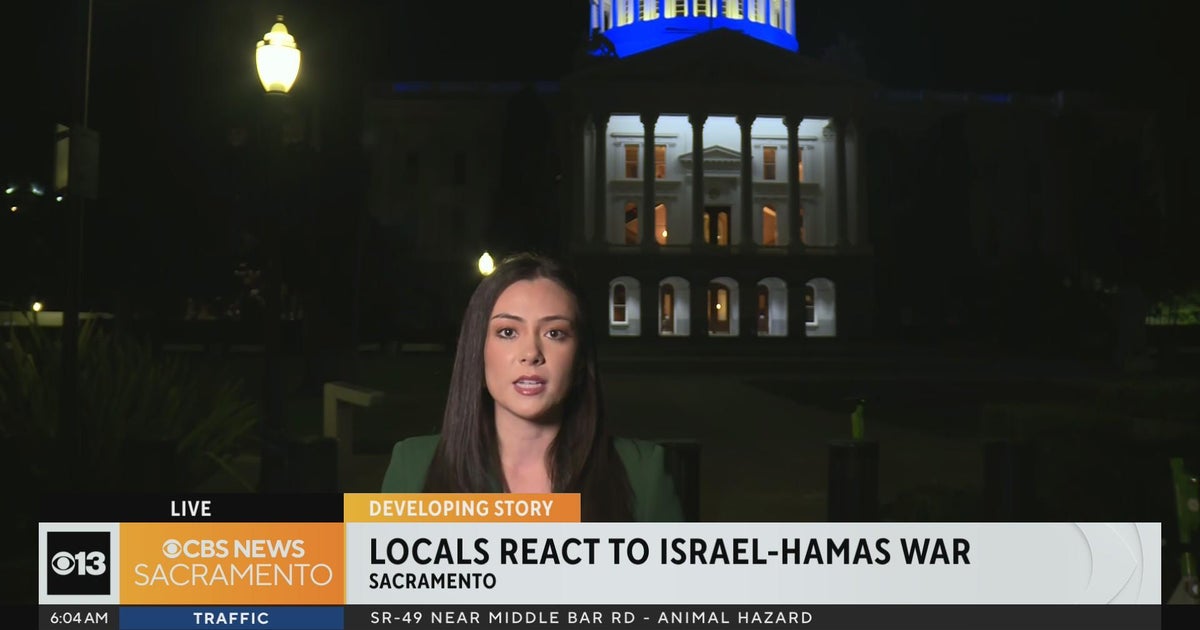 State capitol lit up in blue in solidarity with Israel