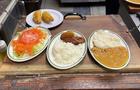 Plates of food at a Colombian restaurant. 