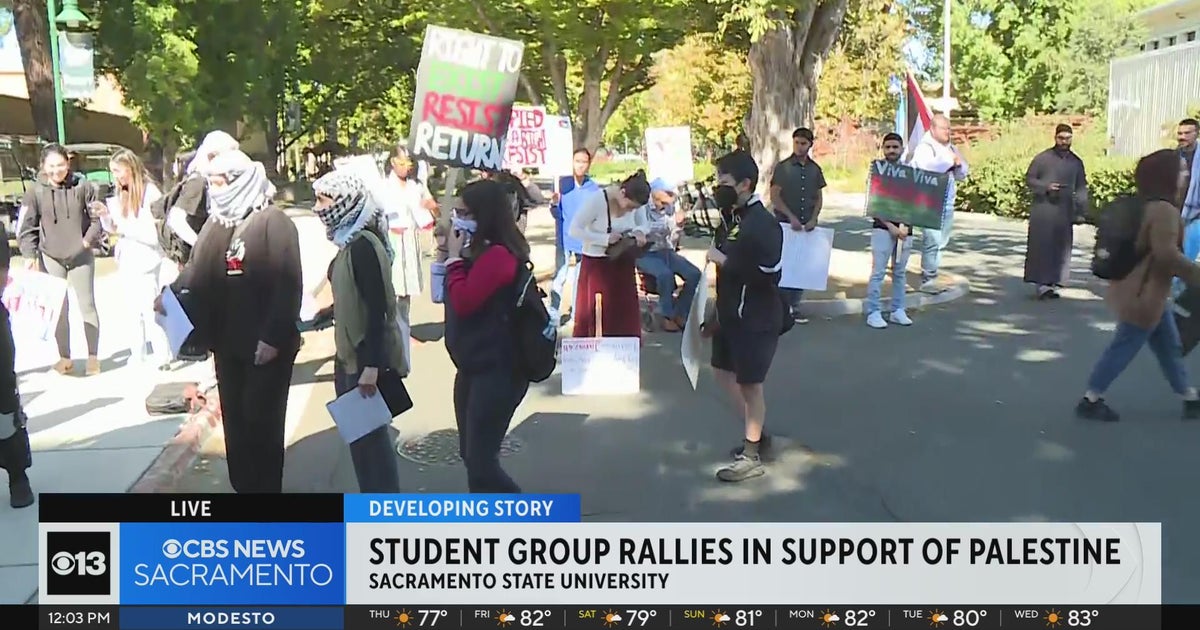 Student group rallies in support of Palestine on Sac State campus in Sacramento