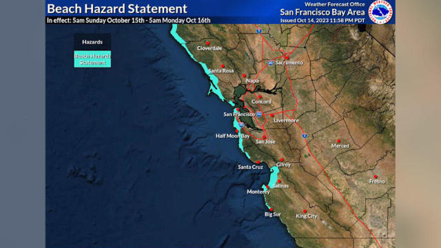 Beach Hazard Map Oct. 15, 2023 