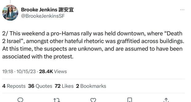 Brooke Jenkins tweet on pro-Palestine demonstration 