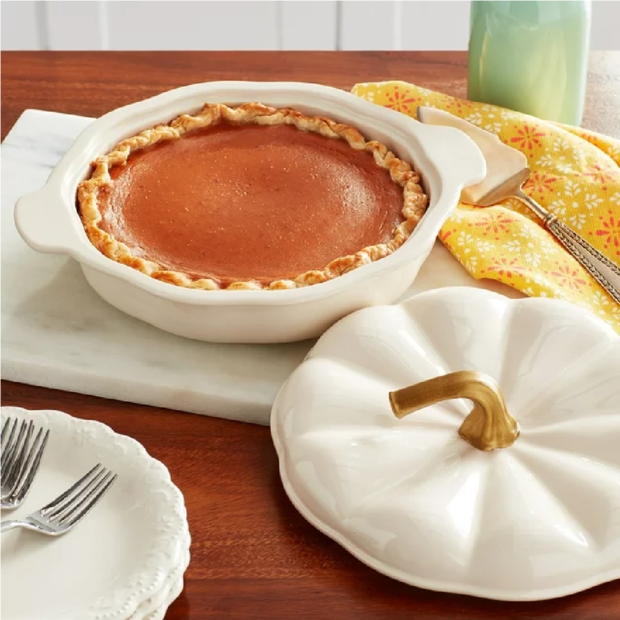 The Pioneer Woman 10-Inch Ceramic Pumpkin Pie Plate with Lid 