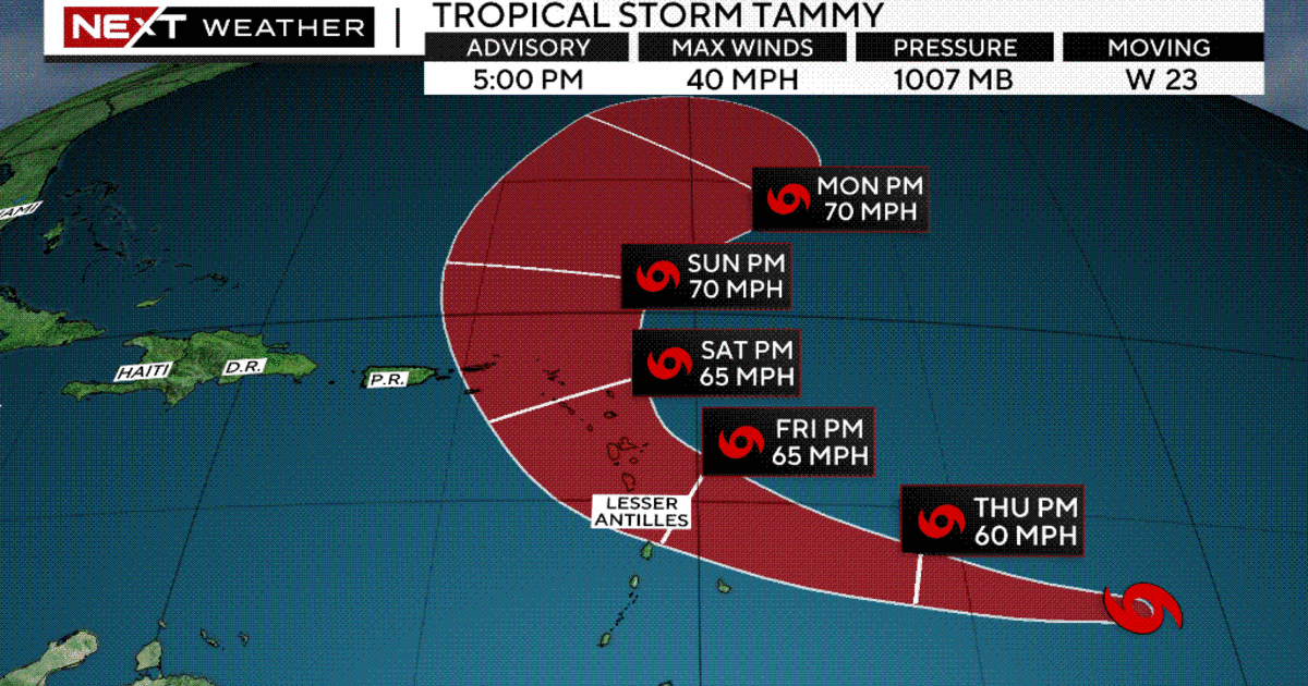 Tropical Storm Tammy types in the Atlantic, the 20th named storm of the year