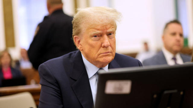 Former President Donald Trump sits in the courtroom during his civil fraud trial at New York State Supreme Court on Oct. 18, 2023 in New York City. 