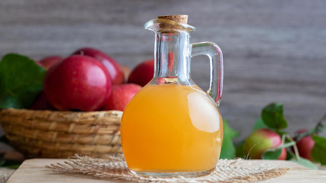 A bottle of raw unfiltered apple cider vinegar 