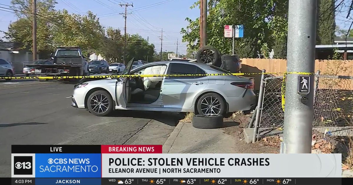 Stolen vehicle collides with civilian vehicle in north Sacramento